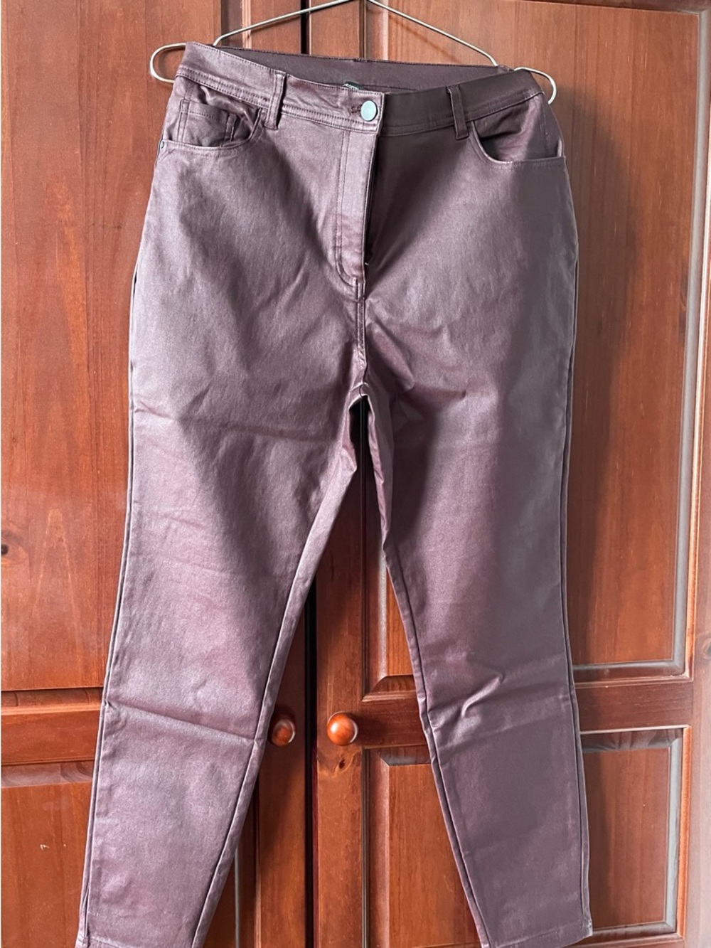 George Faux Leather Skinny Pants - Plum